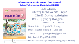 Giáo án điện tử Đạo đức 2 Bài 5 Kết nối tri thức: Quý trọng thời gian
