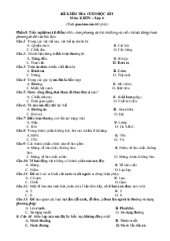 Đề thi học kì 1 Khoa học tự nhiên lớp 6 Cánh Diều năm 2023 - 2024 đề 1