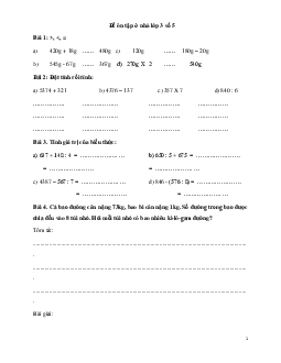 Đề ôn tập ở nhà môn Toán lớp 3 ngày 03/04/2021 (có đáp án)