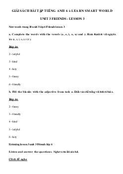 Sách bài tập tiếng Anh lớp 6 Unit 3 Lesson 3 - Smart World