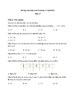 Bài tập cuối tuần Toán lớp 2 Cánh diều - Tuần 17