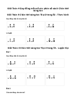Giải Toán lớp 4 Bài 65: Quy đồng mẫu số các phân số| Chân trời sáng tạo