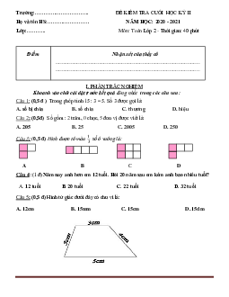 Bộ đề thi Toán lớp 2 học kỳ 2 có đáp án (6 đề)
