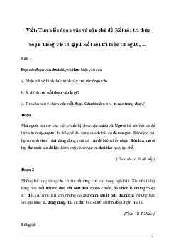 Soạn bài Viết: Tìm hiểu đoạn văn và câu chủ đề | Kết nối tri thức