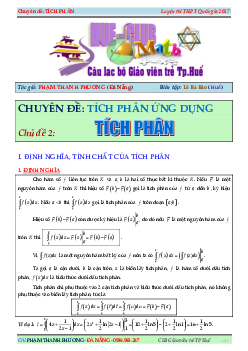 Chuyên đề tích phân – Phạm Thanh Phương Toán 12