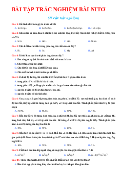 Bài tập trắc nghiệm bài Nitơ Hóa 11 ( có đáp án )