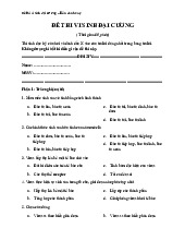 Đề Thi Vi Sinh Đại Cương - Công Nghệ SH  | Sinh học đại cương | Đại học Nông Lâm Thành phố Hồ Chí Minh