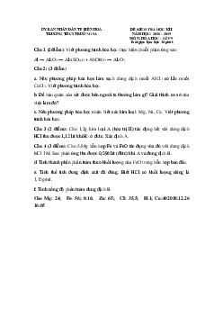 Đề thi học kì 1 lớp 9 môn Hóa học trường THCS Trường Sa, Biên Hòa năm học 2018 - 2019