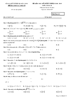 Đề kiểm tra giữa kì 2 Toán 10 năm 2018 – 2019 trường Lý Thái Tổ – Bắc Ninh
