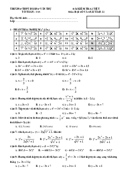 Đề kiểm tra Đại số và Giải tích 11 chương 5 (Đạo hàm) trường Hoàng Văn Thụ – Yên Bái