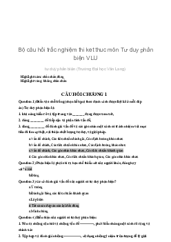 Câu hỏi trắc nghiệm môn tư duy phản biện (có đáp án)