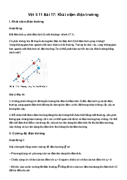 Vật lí 11 Bài 17: Khái niệm điện trường