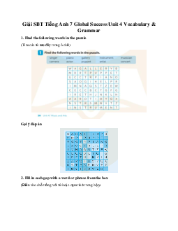 Giải SBT Tiếng Anh 7 Global Success Unit 4 Vocabulary & Grammar