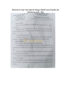 Đề thi học kì 1 lớp 9 môn Ngữ văn Phòng GD&ĐT huyện Ứng Hòa, Hà Nội năm học 2019 - 2020