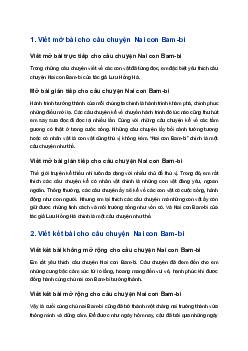 Viết mở bài hoặc kết bài cho câu chuyện Nai con Bam-bi theo ý em | Tập làm văn 4