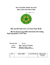 Báo cáo tiểu luận môn: An Toàn Thực Phẩm Đề tài: Thực trạng nhiễm fumonisin trên lương thực thực phẩm ở Việt Nam   | Học viện Nông nghiệp Việt Nam