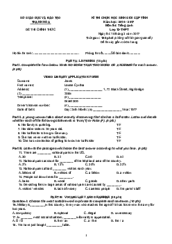 Đề thi chọn học sinh giỏi lớp 12 THPT tỉnh Thanh Hóa môn Tiếng Anh năm học 2016-2017