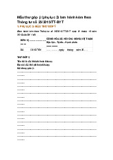 Mẫu thư góp ý (phụ lục 2) ban hành kèm theo Thông tư số 25/2015/TT-BYT