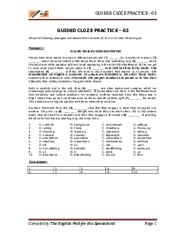 Guided cloze practice - 03 Compiled by The English Hub for the Specialised