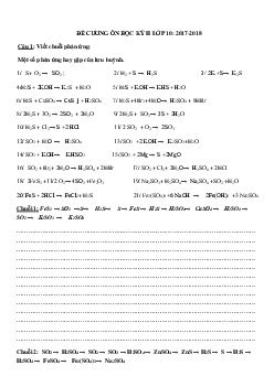 Đề cương ôn tập môn Hóa học lớp 10 học kì 2