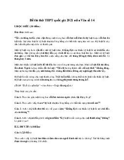 Đề thi thử THPT Quốc gia môn Ngữ Văn  năm 2021 - Đề 14 (có đáp án)