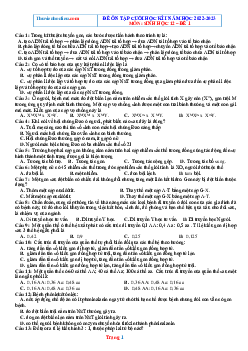 TOP 3 đề ôn tập cuối học kì I năm 2022-2023 môn sinh học 12 (có đáp án)