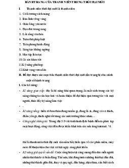 Hành trang của thanh niên trong thời đại mới