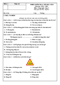 Đề thi Công nghệ lớp 3 - Đề 1 học kì 2 | Kết nối tri thức năm 2024