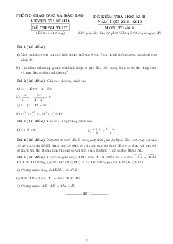 Đề thi HK2 Toán 8 năm 2018 – 2019 phòng GD&ĐT Tư Nghĩa – Quảng Ngãi