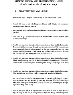 Mẫu đề kiểm tra giữa kỳ các môn Lý luận chính trị | Đại học Y dược thành phố Hồ Chí Minh
