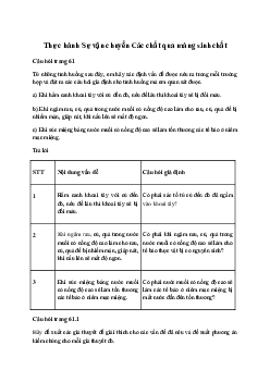 Sinh học 10 Bài 12: Thực hành Sự vận chuyển các chất qua màng sinh chất sách Chân Trời Sáng Tạo