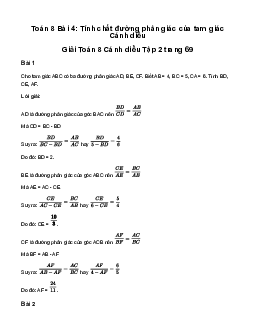 Giải Toán 8 Bài 4: Tính chất đường phân giác của tam giác | Cánh diều