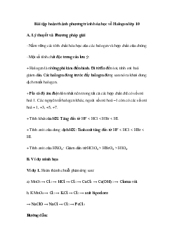 Bài tập hoàn thành phương trình hóa học về Halogen - Kết Nối Tri Thức