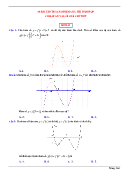 50 bài tập trắc nghiệm cực trị hàm hợp có đáp án và lời giải chi tiết Toán 12