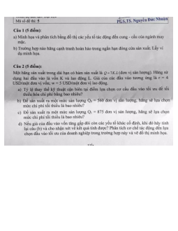 Giải đề 5 kinh tế vi mô