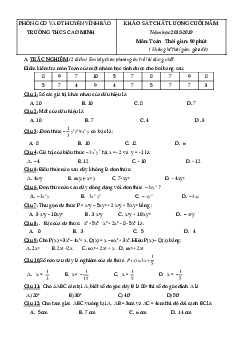 Đề KSCL cuối năm Toán 7 năm 2018 – 2019 trường THCS Cao Minh – Hải Phòng