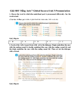 Giải SBT Tiếng Anh 7 Global Success Unit 3 Pronunciation