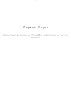 Comparison - Compare | Business english | Đại học Khoa học Xã hội và Nhân văn, Đại học Quốc gia Thành phố HCM