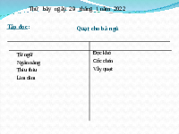 Giáo án điện tử Tiếng việt 1 bài 4 Cánh diều: Quạt cho bà ngủ