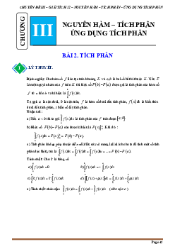 Tài liệu chuyên đề tích phân và một số phương pháp tính tích phân Toán 12