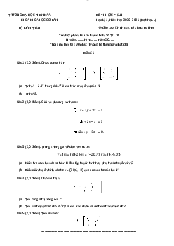 Đề thi: đại số tuyến tính
