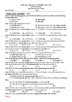 Đề kiểm tra giữa học kỳ 2 môn Sinh 10 năm 2022-2023 (có đáp án)
