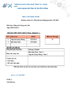Bài thực hành số 5 - Nhập môn mạng máy tính | Trường Đại học CNTT Thành Phố Hồ Chí Minh