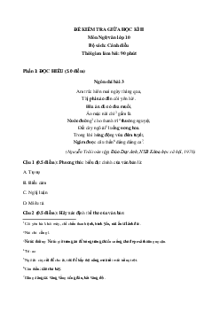 Đề thi giữa học kì 2 môn Ngữ văn 10 sách Cánh Diều - Đề 2