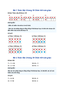 Giải SGK Toán lớp 2 bài 9: Phép cộng có tổng bằng 10 | Chân trời sáng tạo