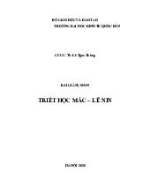 Bài giảng Môn Triết học Mác - Lênin | Đại học Kinh Tế Quốc Dân
