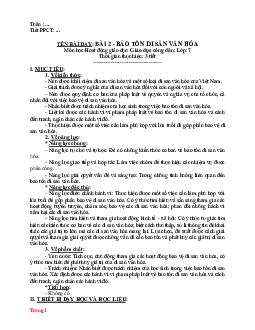 Giáo án GDCD 7 cánh diều bài 2: Bảo tồn di sản văn hoá