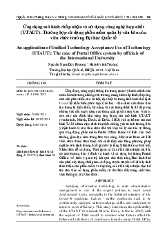 Ứng dụng mô hình chấp nhận và sử dụng công nghệ hợp nhất (UTAUT)