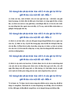 Sử dụng biện pháp nhân hóa, viết 3-4 câu ghi lại lời tự giới thiệu của một đồ vật  | Tập làm văn 4