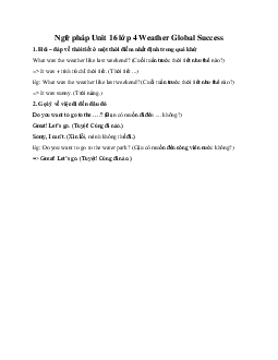 Ngữ pháp Unit 16 lớp 4 Weather Global Success
